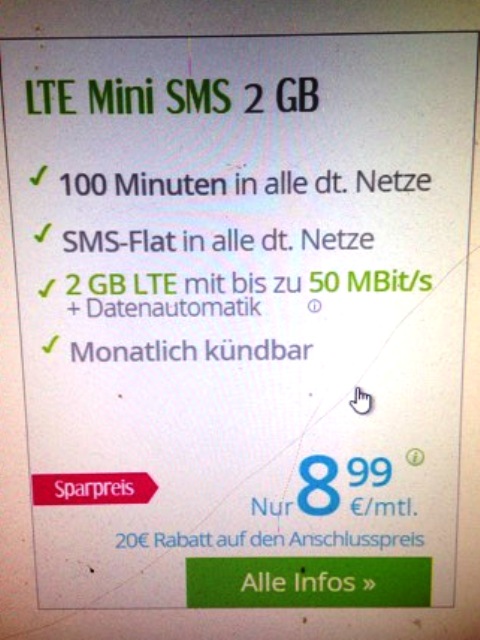 Tarif LTE Mini SMS 2 GB